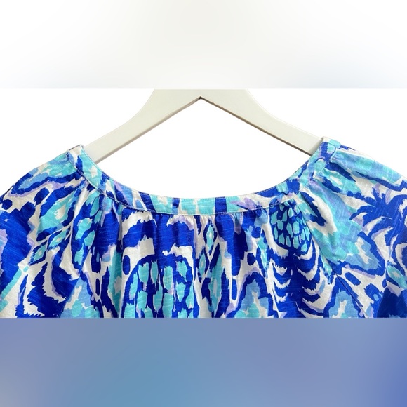 Lilly Pulitzer Tropi Call Me Blue Pineapple Cotton Blend Boho Tunic Top Size S - Picture 7 of 9